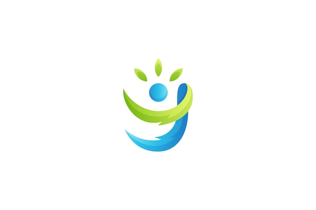 Letter y gezond mensen-logo met natuurlijke kleurverloop