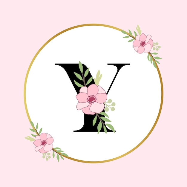 Letter Y Hand Drawn Floral Logo