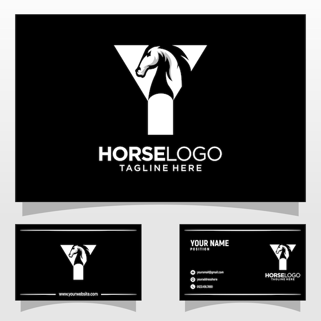 Vettore lettera y cavallo logo design template ispirazione vector illustration