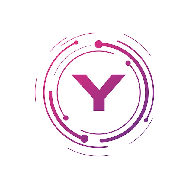 Vector letter y initial cyber multimedia logo