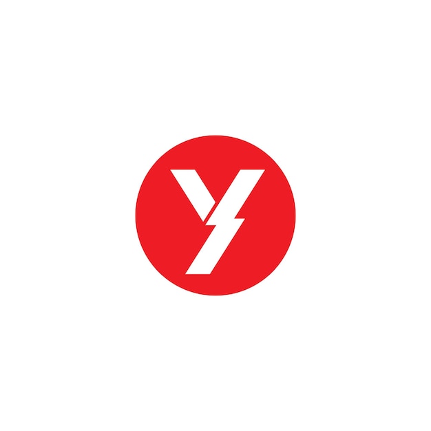 Letter Y Initial Logo Design Template geïsoleerd op witte achtergrond Alfabet Thunder met ellipsvorm Logo Concept Red Color Theme