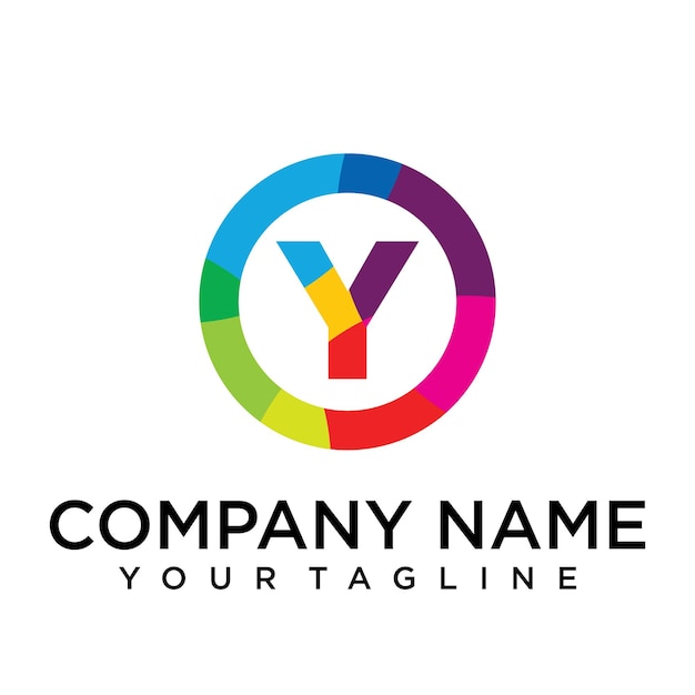 Letter y-logo ontwerpsjabloon. Kleurrijk gevoerd creatief bord