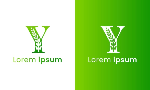 Letter y logo with a creative monogram leaf concept for the green eco company