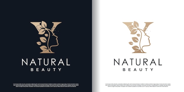 Letter y logo with natural beauty concept premium vector