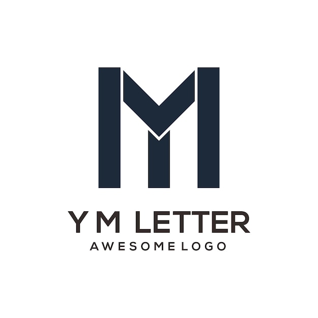 Letter Y M abstract logo design silhouette