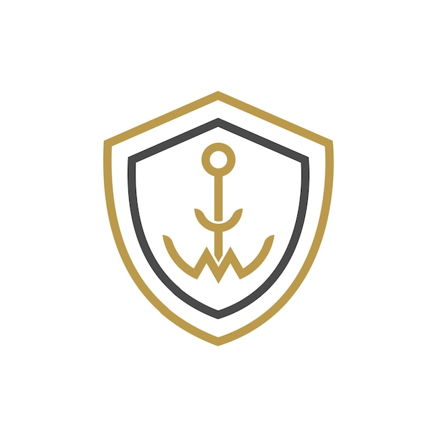 Lettera y m logo dello scudo di ancoraggio