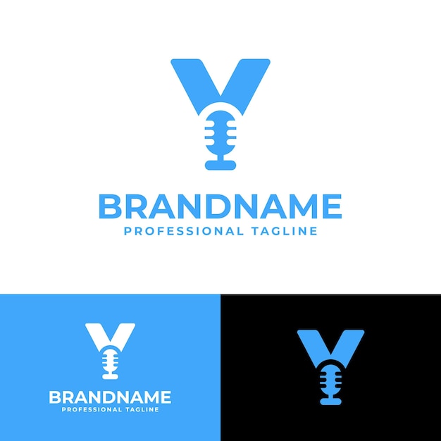 Логотип микрофона Letter Y подходит для бизнеса, связанного с микрофоном с инициалом Y