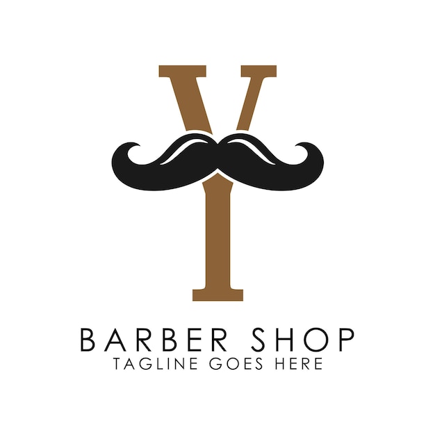 Vector letter y mustache logo alphabet y barber shop icon