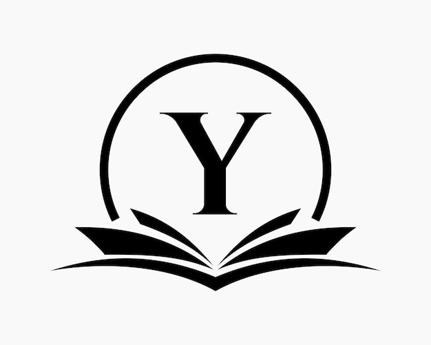 Letter Y Onderwijs Logo Boek Concept Opleiding Carrière Teken Universiteit Academie Afstuderen Logo