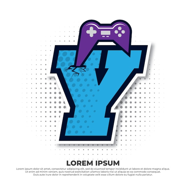 Vector letter y with game icon gaming console esport logo designs with pop style