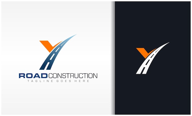 Vector letter y with road logo sing the creative design concept for highway maintenance and construction