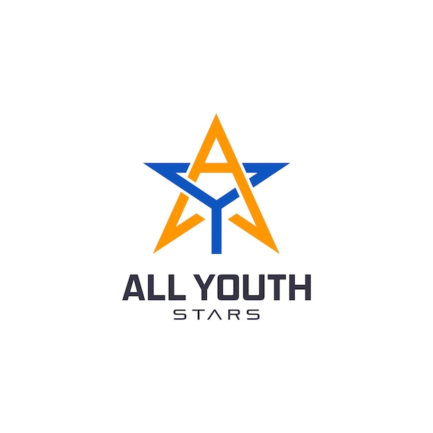 Letter YA or AY star shape logo Elegant geometric logo design template