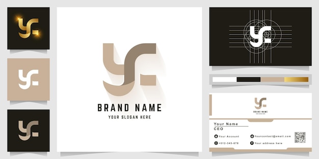 Letter yc or ysc monogram logo with business card design