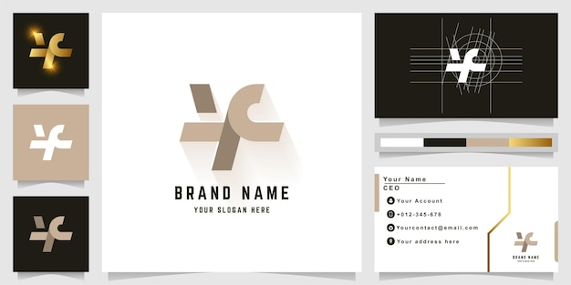 Letter yf or yc monogram logo with business card design