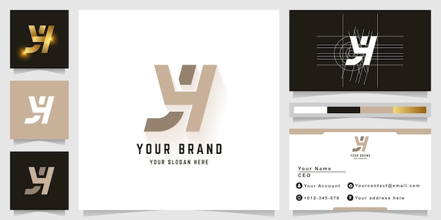 名刺デザインの文字yhまたはjhモノグラムロゴ
