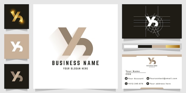 Letter Yh or Yk monogram logo with business card design