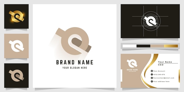 Vector letter yq or ye monogram logo with business card design