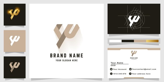 Letter YW or YU monogram logo with business card design