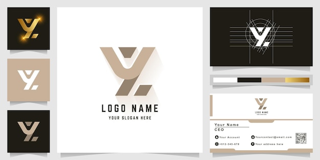 Letter YZ of VZ monogram logo met visitekaartje ontwerp