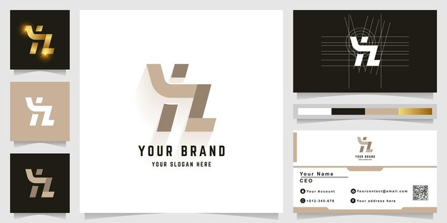 Letter YZ or YL monogram logo with business card design