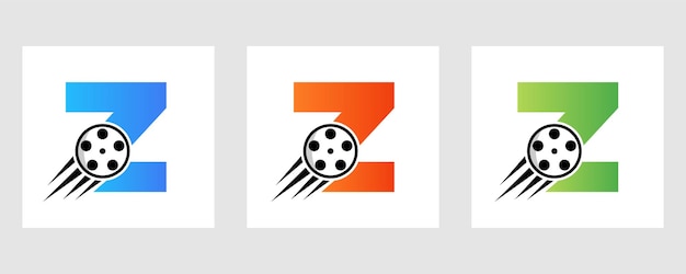 Letter Z Film Logo Concept With Film Reel For Media Sign, Movie Director Symbol Vector Template