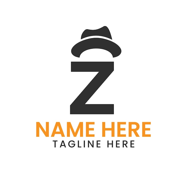 Концепция дизайна логотипа джентльменской шляпы буквы Z с шаблоном иконки ковбойской шляпы