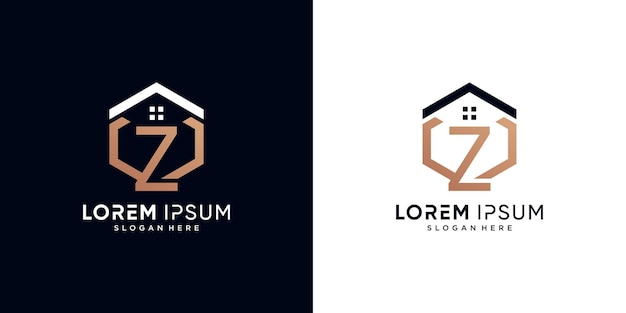 Vector letter z and house logo design vector illustration with hexagon concept