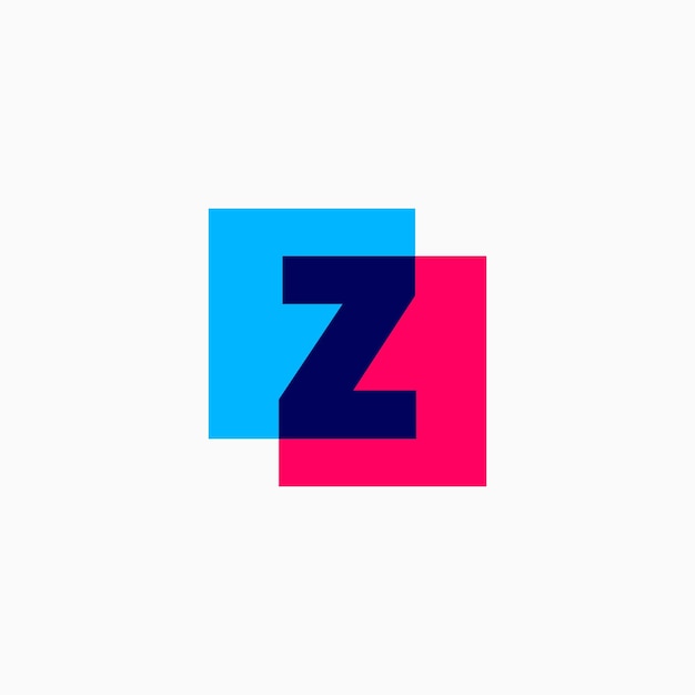 Letter Z Lettermark Initial Multiply Overlapping Color Square 로고 벡터 아이콘 그림