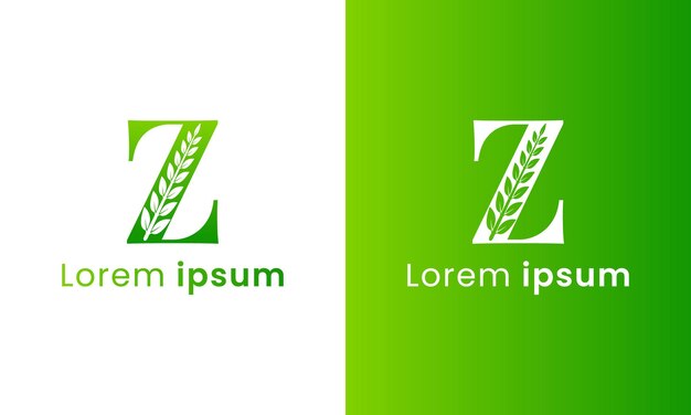 緑のエコ会社のための創造的なモノグラムの葉の概念を持つ文字zのロゴ