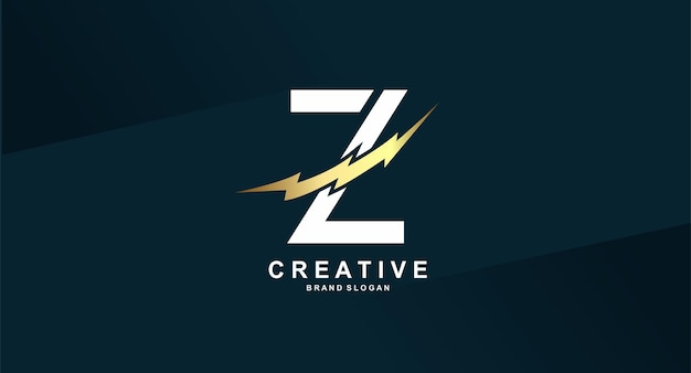 A letter z logo with a lightning bolt on a blue background