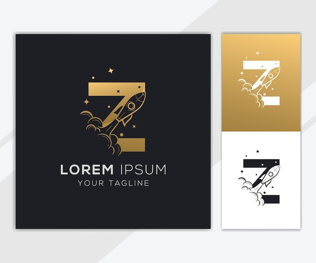 Vector letter z met luxe abstracte raket logo sjabloon