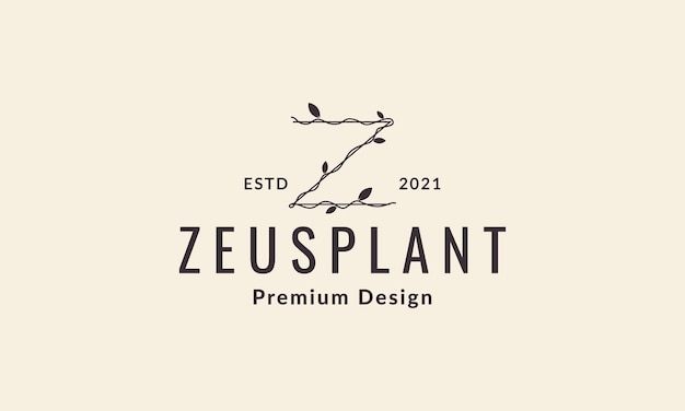 Letter Z met wijnstokken boom logo symbool vector pictogram illustratie grafisch ontwerp