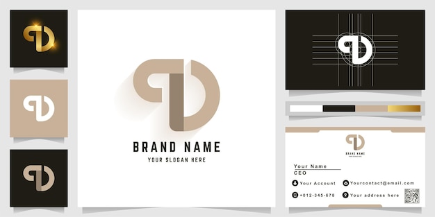 Letter Z or qD monogram logo with business card design