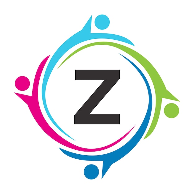 Letter Z Teamwerk Logo Unite Symbol Charity Sign Gemeenschap Gezondheidszorg Unie Logo