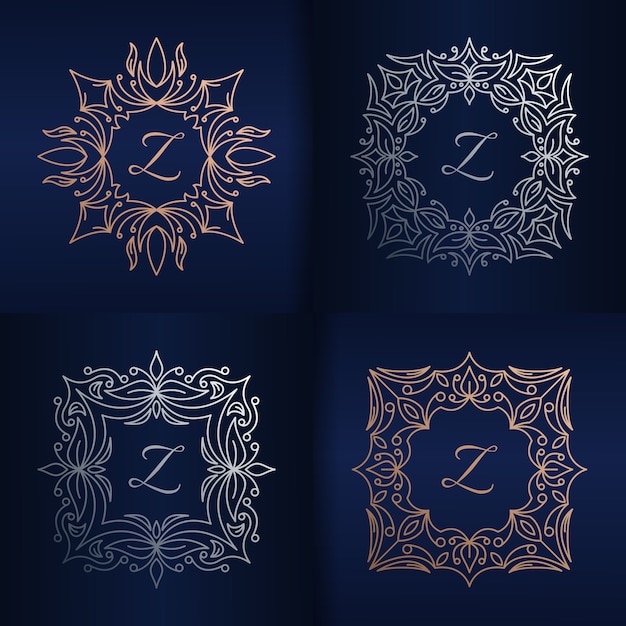 Letter z with floral frame logo template