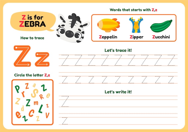 Vector letter z worksheet