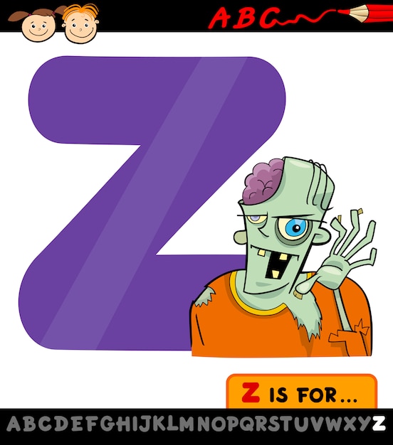 Vector letter z for zombie cartoon illustration