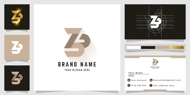 Vector letter zb or z3 monogram logo with business card design