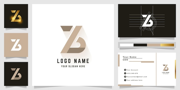 Vector letter zb or zlb monogram logo with business card design