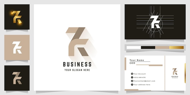 Letter zk or 7k monogram logo with business card design