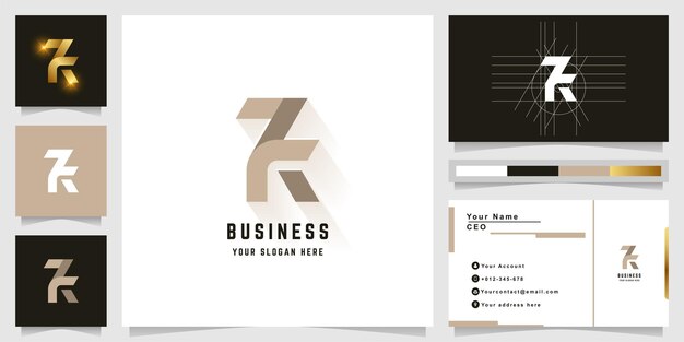 Letter ZK of 7K monogram logo met visitekaartje ontwerp