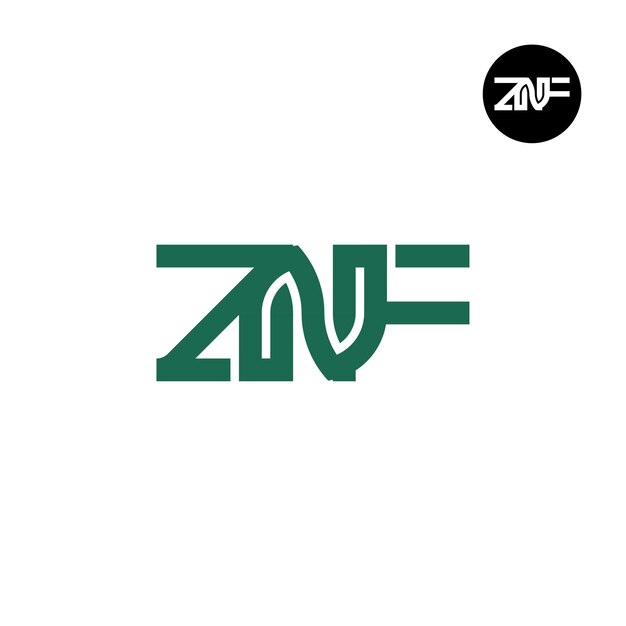 Design del logo della lettera znf monogram