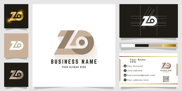 Letter ZO or LO monogram logo with business card design