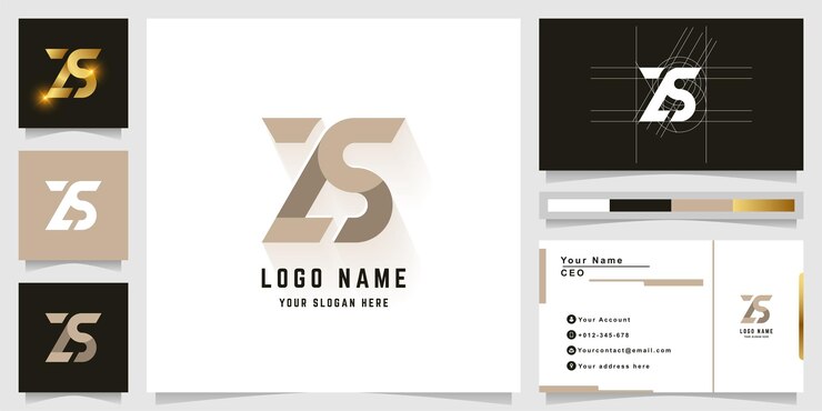 Vector 명함 디자인의 문자 zs 또는 ls 모노그램 로고