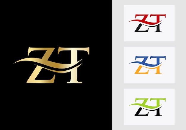 Vettore lettera zt logo design. logotipo zt per identità di lusso