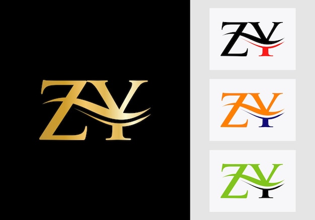 Vettore lettera zy logo design. logotipo zy per identità di lusso