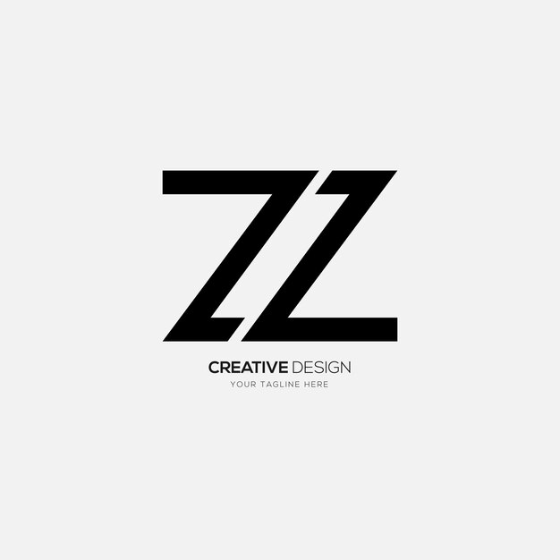 Letter ZZ line art eenvoudige vorm creatief logo