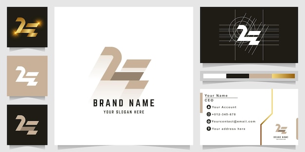 Letter ZZ of ZL monogram logo met visitekaartje ontwerp