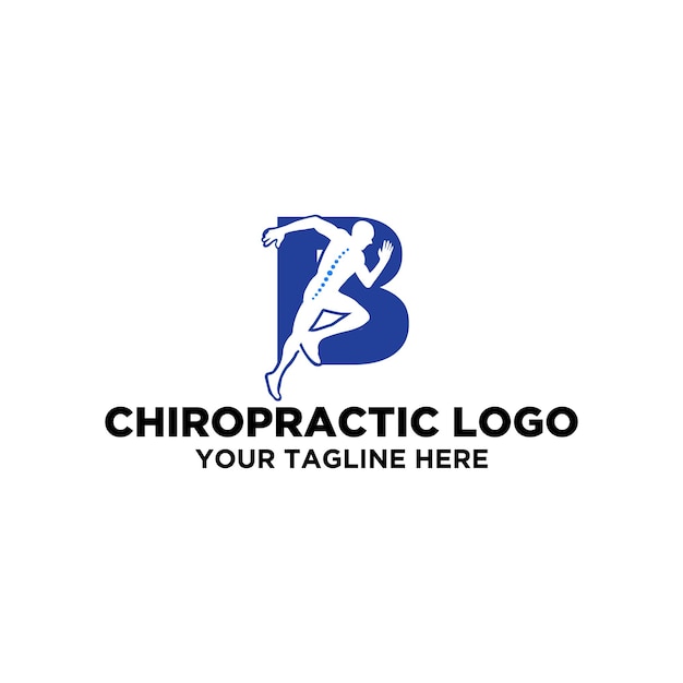 LetterBChiropracticathletespinecarehealthlogodesignvector