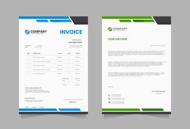 レターヘッドと請求書のテンプレート デザイン